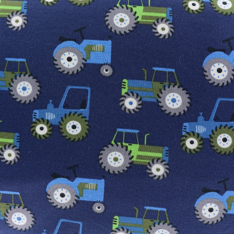 Clothing fabrics Tractors Jersey fabric blue