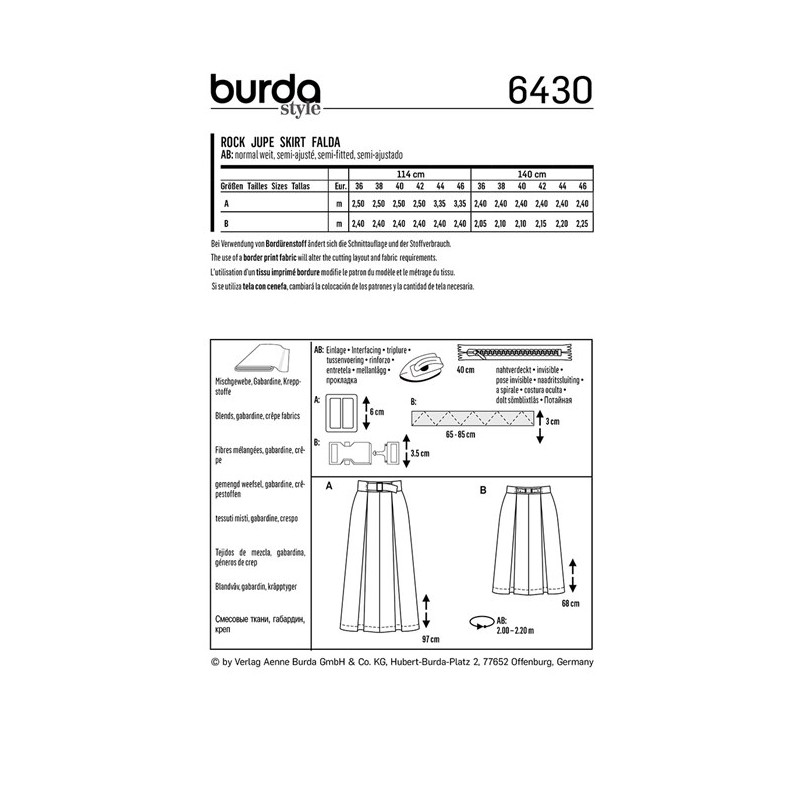 Style Burda Burda FemmesPatron Burda N°6430 Jupe N°6430 FemmesPatron Jupe Style pMSUzV