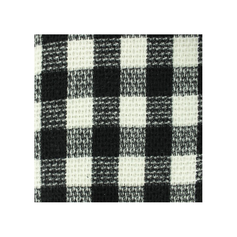 Tissu lainage Damier noir/blanc x 10cm
