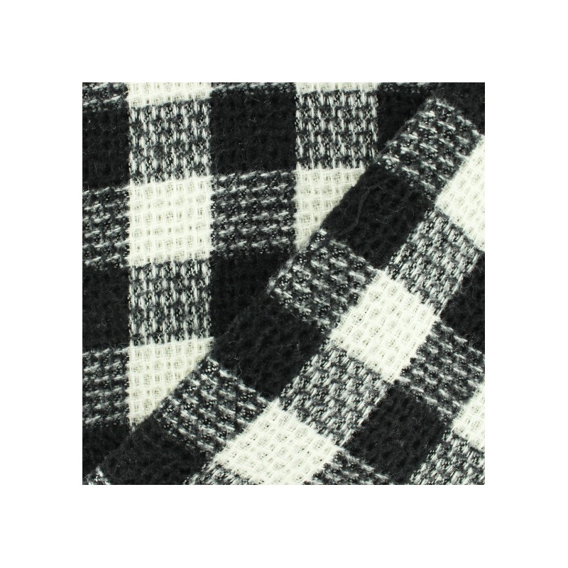 Tissu lainage Damier noir/blanc x 10cm