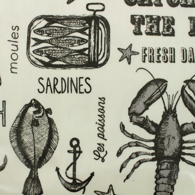 Coated cotton Fabric Seafood white x 30cm Ma Petite Mercerie