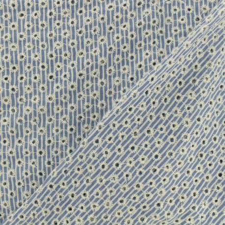 Embroidered viscose fabric flowers - sky blue x 10cm
