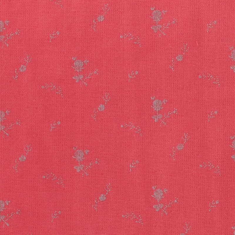 Double cotton gauze fabric with flowers France Duval red/silver x 10cm