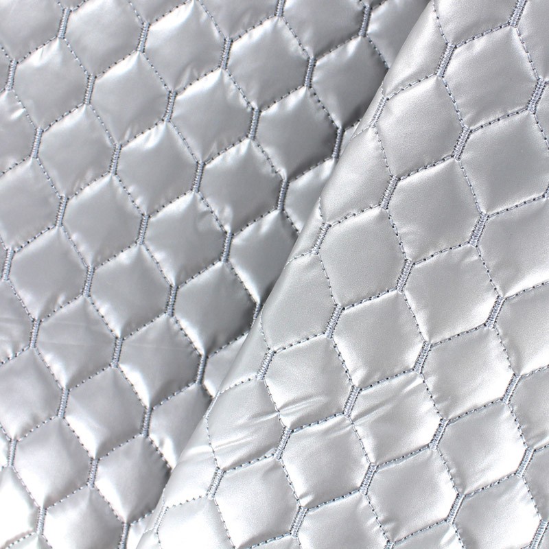 Nylon quilted lining fabric diamonds silver x 10cm Ma Petite Mercerie