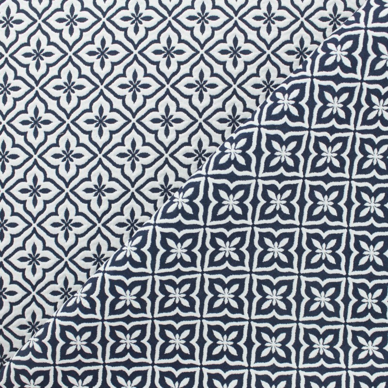 Tissu jacquard Tissu jacquard damassé Portugal bleu x 10cm