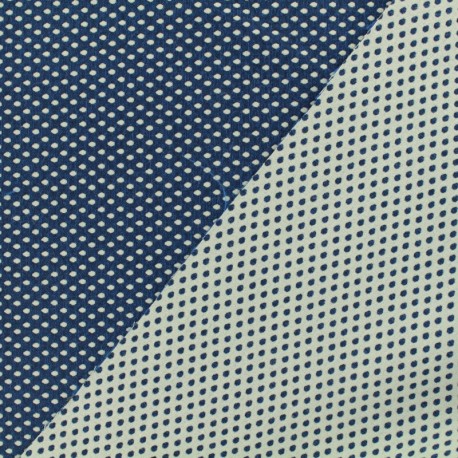 Tissu jacquard jersey damassé Dotty - bleu x 10cm