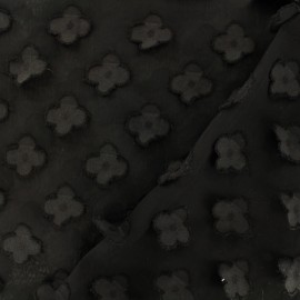 ♥ Coupon 200 cm X 145 cm ♥ Muslin with simple flower relief fabric - black