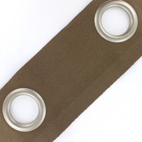 Double layer eyelet tape to sew 18 cm - brown