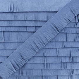 Suede fringe trim - denim blue x 50cm