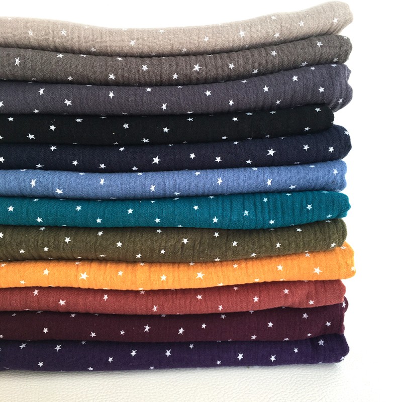 Double cotton gauze fabric grey slate Star
