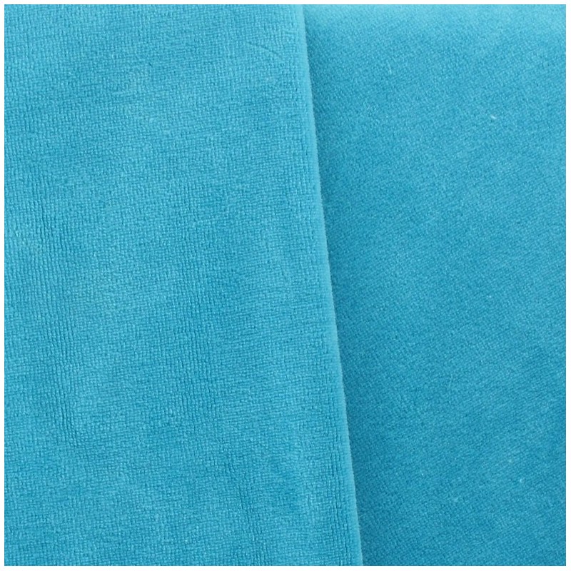 ♥ Coupon 20 cm X 150 cm ♥ Jersey sponge velvet fabric "Bondi" blue