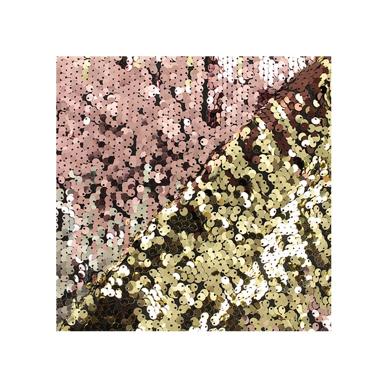 Reversible sequin Fabric gold/bronze/pink
