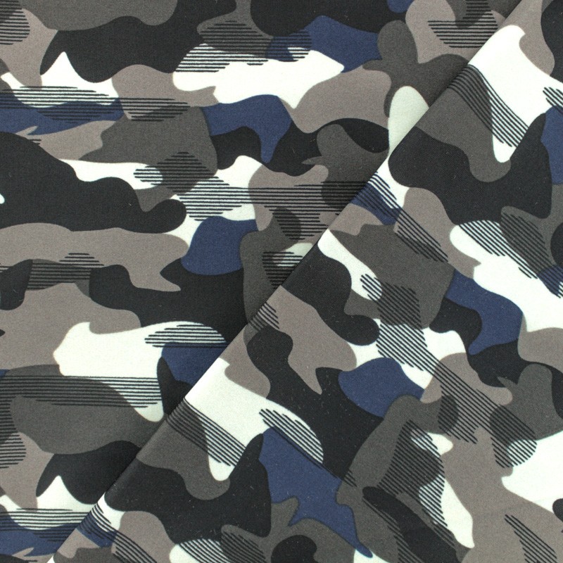 Thick Swimsuit Lycra fabric blue Camouflage