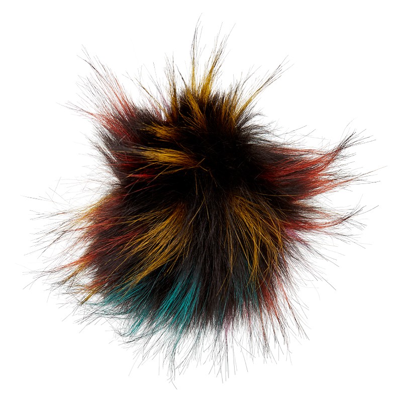 Round Faux Fur Pom Pom Fluff XL Multi