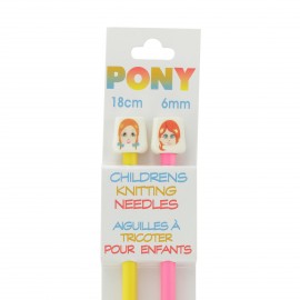 Pony Children Knitting Pins 18cm 6 mm - Faces