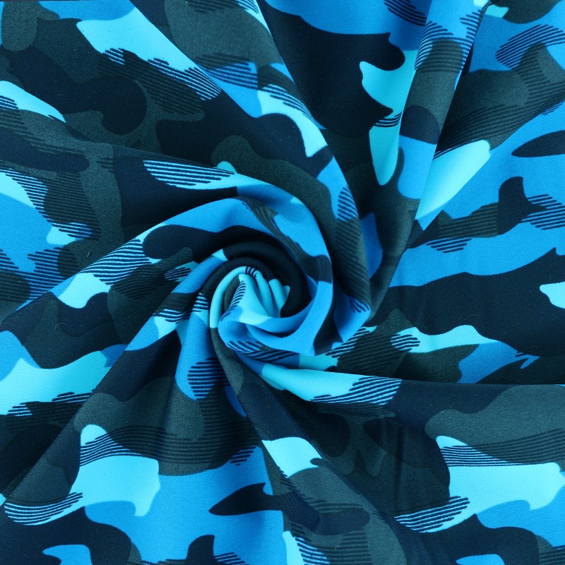 Thick Swimsuit Lycra fabric turquoise blue Camouflage