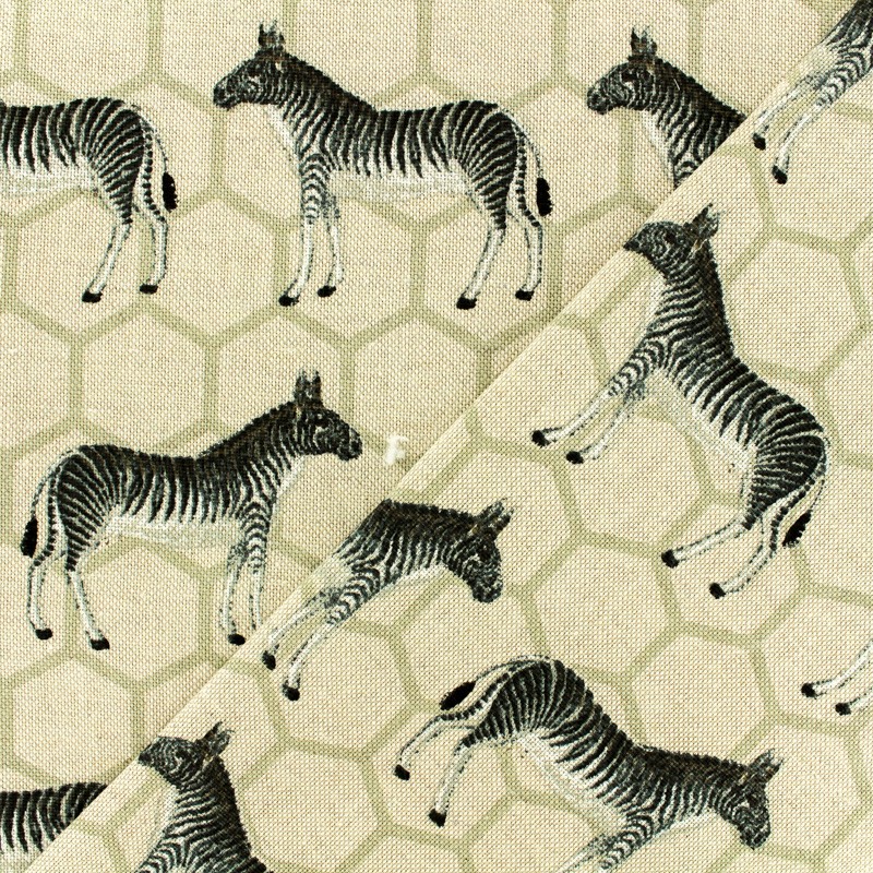Patterned Canva cotton fabric Natural Zebra Ma Petite Mercerie