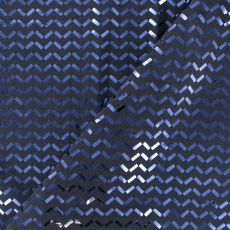 Tissu Jersey mousse confetti - Marine x 10cm