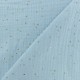 Double cotton gauze fabric - Arctic Blue Golden Dots x 10cm