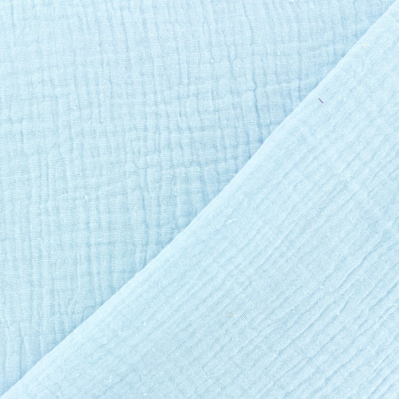 Plain Double gauze Cotton fabric Ice blue MPM