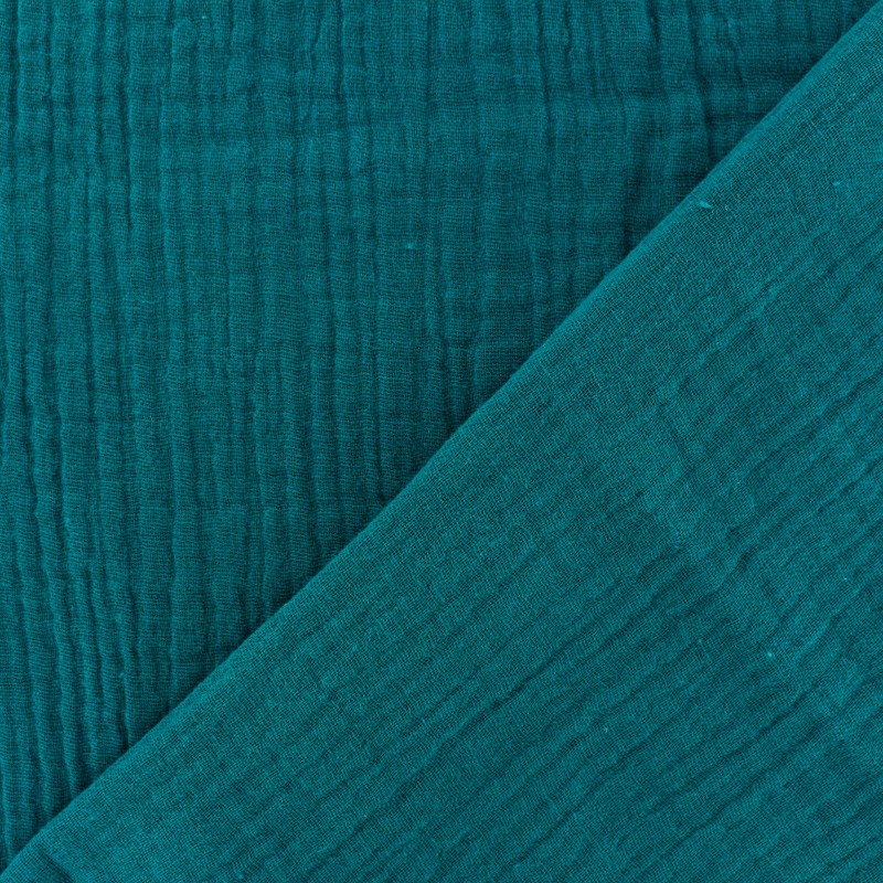Plain Double gauze Cotton fabric Peacock Green MPM