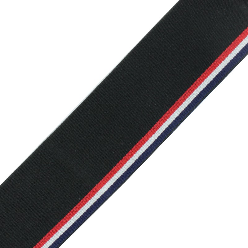 44 mm Belt Elastic Ribbon Black French Flag x 1m