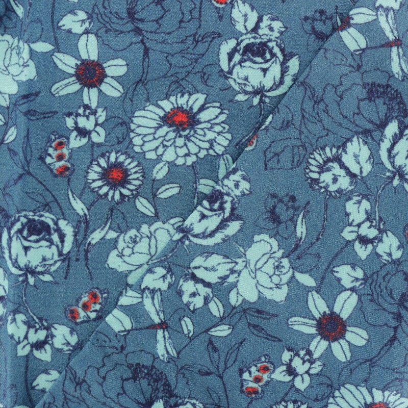 Twill Viscose Fabric Peacock blue Indian summer MPM