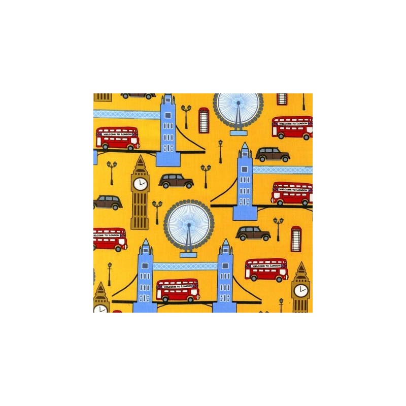 Tissu Next Stop London Yellow Ma Petite Mercerie