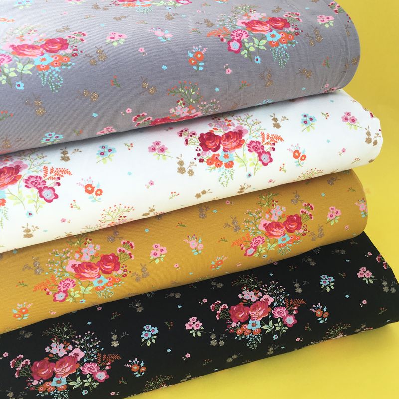 Poppy Jersey fabric black Fields of flowers Ma Petite Mercerie