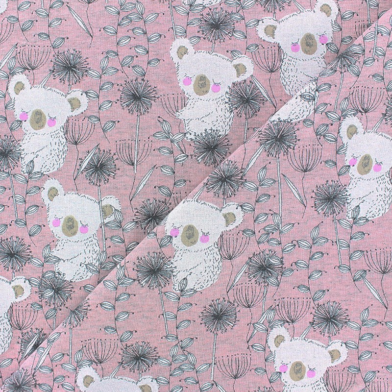 Summer Jersey Koala /& Dandelion Sweatshirt Fabric Stretch Knit Pink