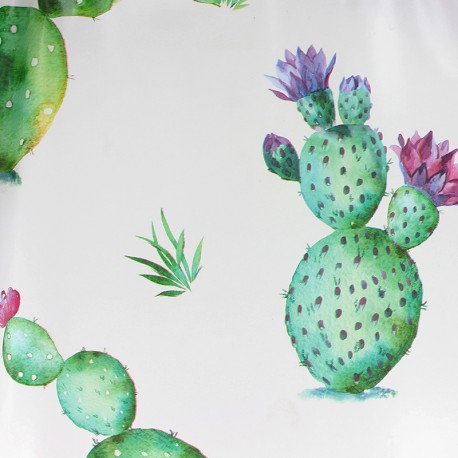 Cactus and blue Swiss dot Oilcloth tote