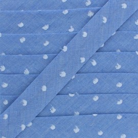 Biais Chambray Plumetis 20 mm - Bleu