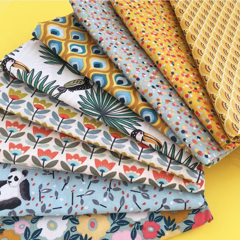 Coated cretonne Cotton fabric yellow Cotillon MA PETITE MERCERIE