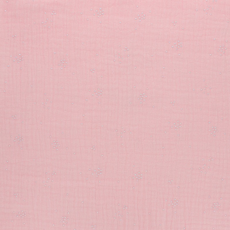 Double Gauze Fabric with silver Dots Blush pink Silver Spark MPM