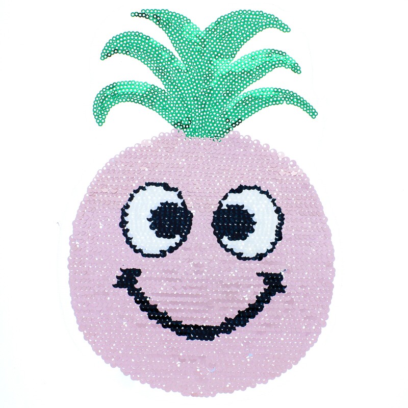 Reversible Sequin Sewing Patch Metallic Pink Pineapple