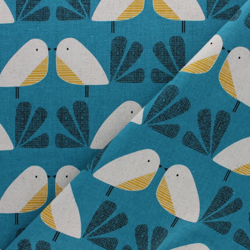 Linen & Cotton Dashwood fabric Nesting Birds blue bird MPM