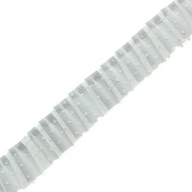 Polyester Pleated Trim - Light Grey Aura x 1m