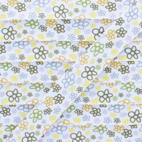 20 mm Polycotton Bias Binding - Yellow Chevron x 1m