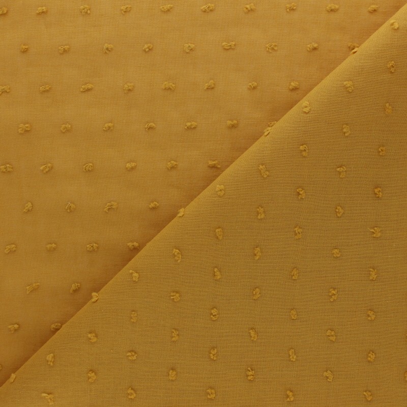 Tissu plumetis: voile de coton Bianca jaune moutarde MPM Tissu plumetis: voile de coton Bianca jaune moutarde MPM