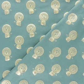 ♥ Coupon 100 cm X 155 cm ♥ Cotton Jersey fabric - Green/Gold Savannah Passion