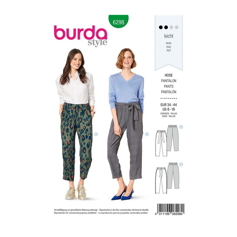 Pants Sewing Pattern Burda n°6268
