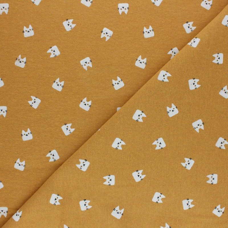 Patterned Flannel Fabric mustard yellow Miaou Ma petite mercerie