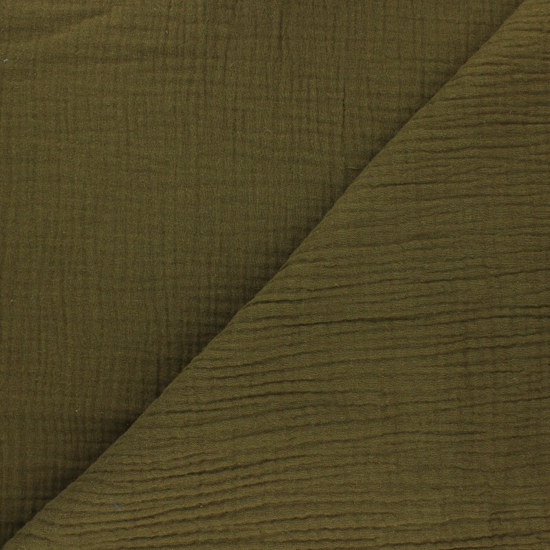 Plain Triple gauze Cotton fabric Olive green Ma Petite Mercerie