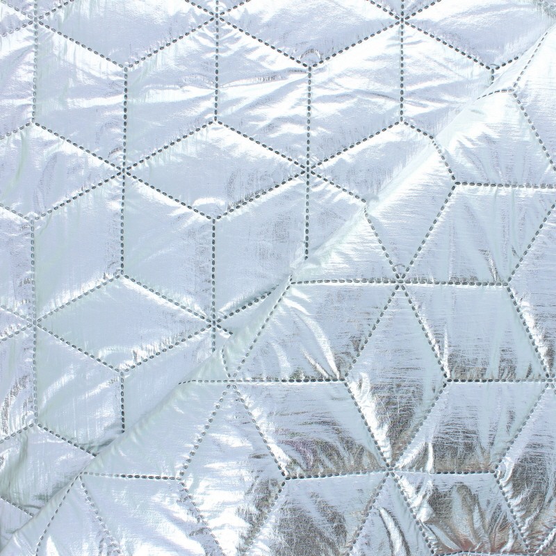 Nylon quilted lining fabric silver Cubix MA PETITE MERCERIE