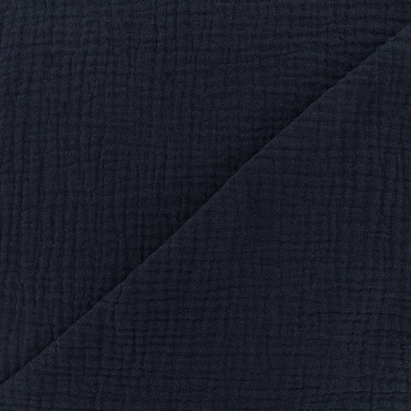 Oekotex® Plain Triple gauze Cotton fabric Navy blue MPM