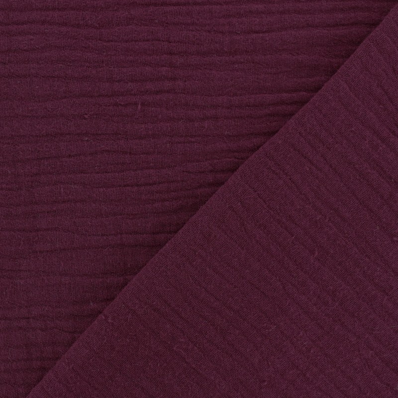 Oekotex® Plain Triple gauze Cotton fabric Morello cherry MPM