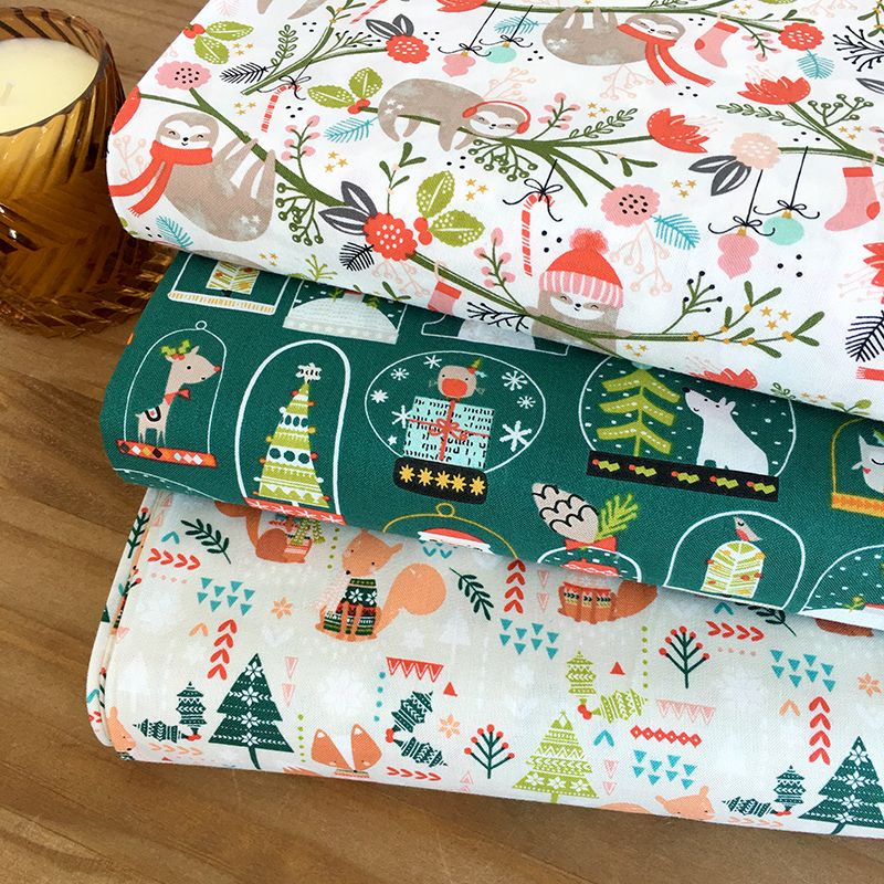 Cotton Dashwood fabric Christmas Party Snow globe MPM