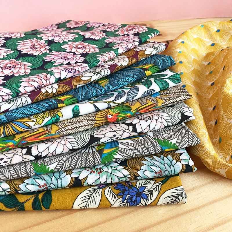 Patterned Cretonne cotton fabric white Trinidad MPM