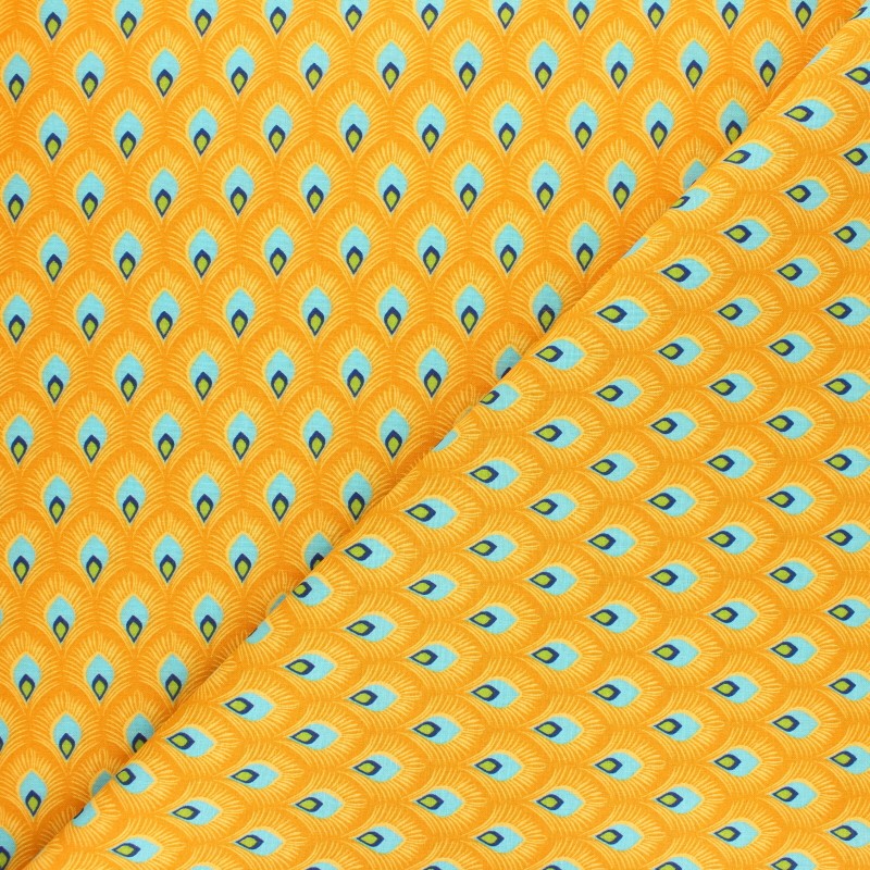 Patterned Cretonne cotton fabric Yellow Velda MPM