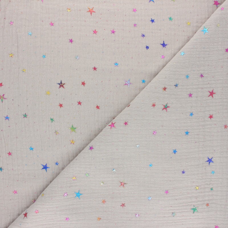 Double cotton gauze fabric Grey Cosmique Galaxy MPM